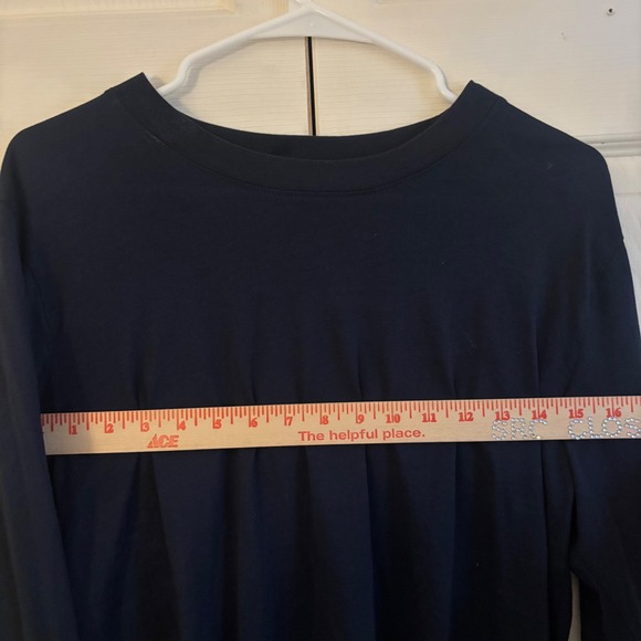 Quince Cotton Modal Relaxed Long Sleeve Tee Navy Blue Crew Neck LB48025 M - Picture 4 of 8